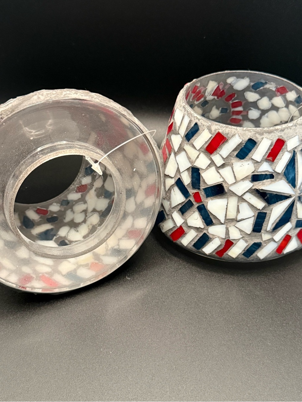 Home Interiors Mosaic Glass Patriotic Star Candle Shades Set of 2 - Picture 3 of 3
